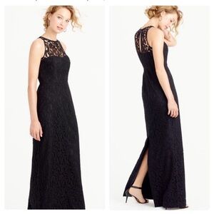 J.Crew Pamela Lace Maxi Dress Gown Black Size 8 Formal‎ Wedding Guest
